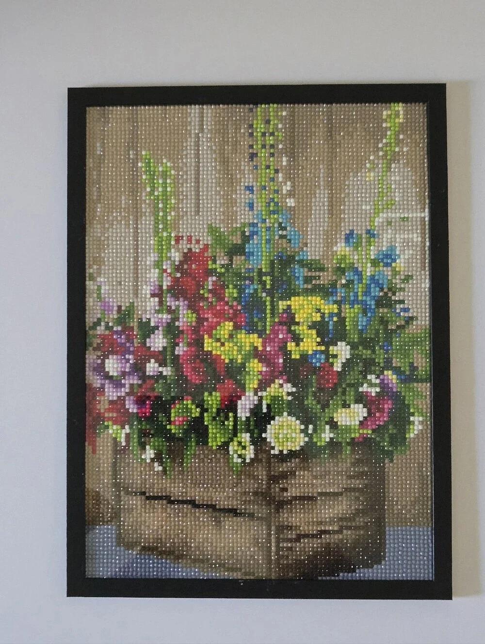 Framed Floral Diamond Art Wall Panel - Multicolor